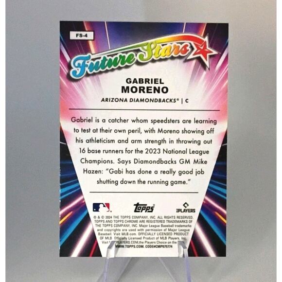 2024 Topps Chrome - Future Stars Gabriel Moreno #FS-4 REFRACTOR - Picture 4 of 4